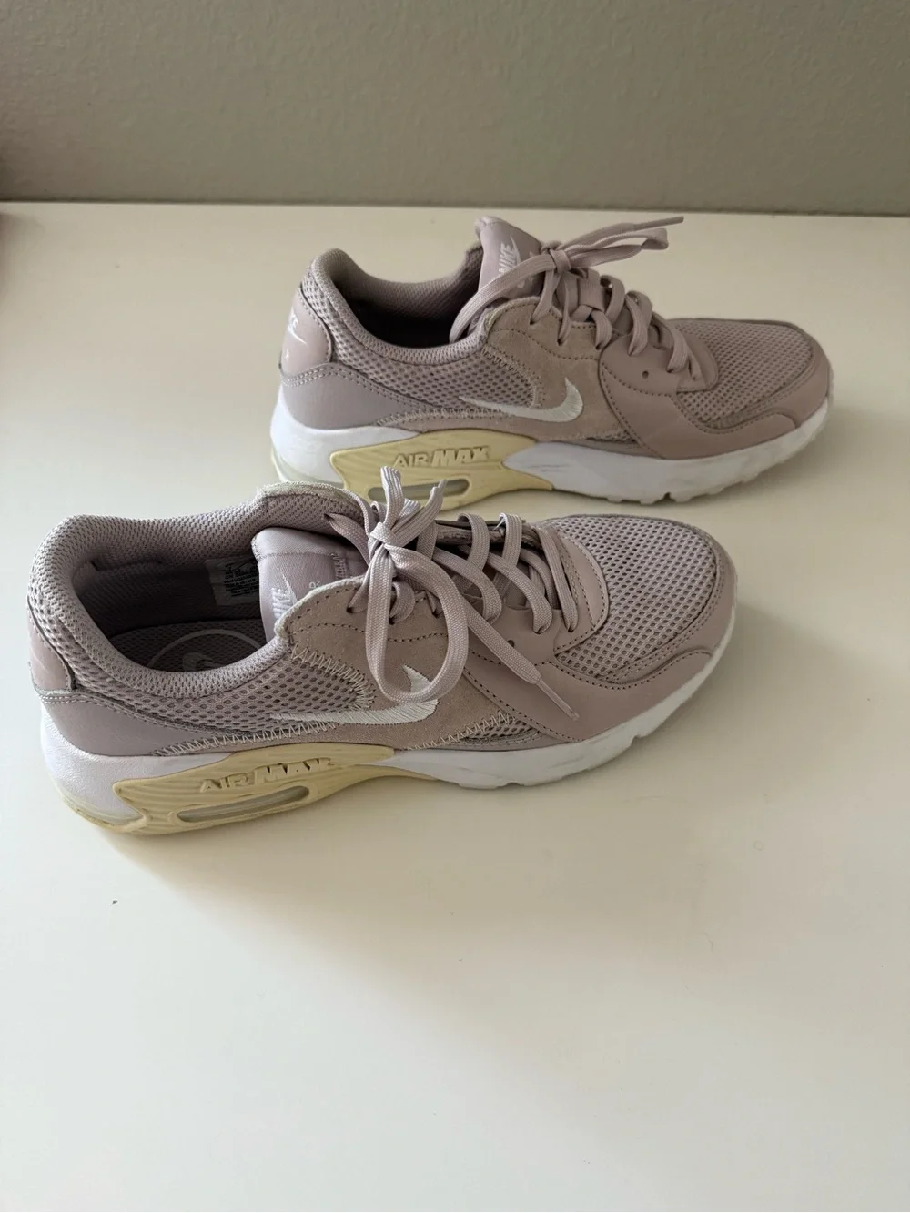 Nike Women's Lace-Up Trainers in Light Taupe with White Soles